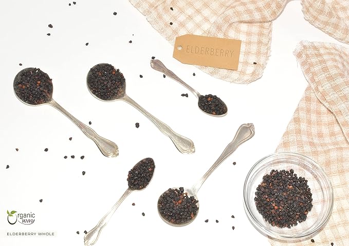 Organic Way Dried Elderberry Whole - Herbal Tea, European Wild-Harvest, Kosher & USDA Certified, Non-GMO & Gluten Free, Tested for Purity