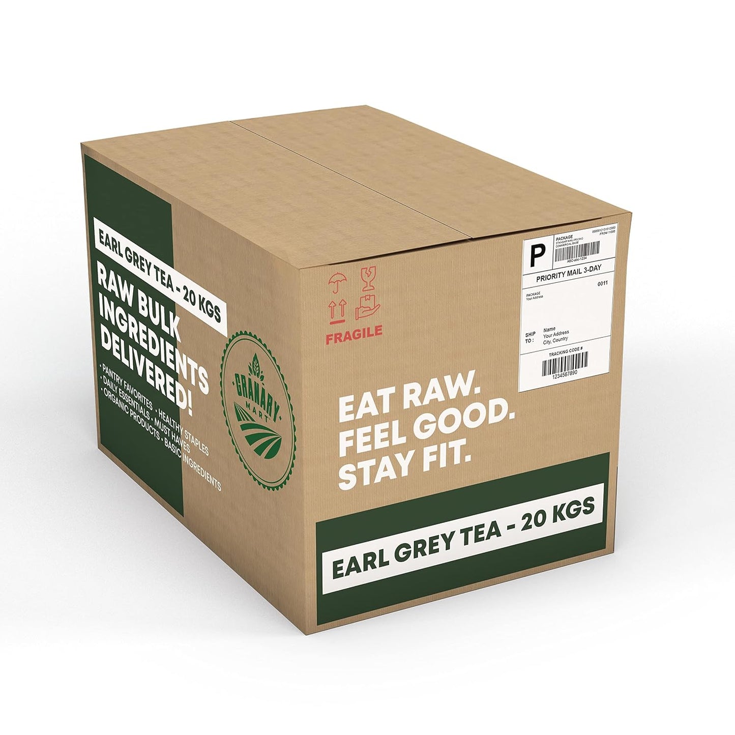 Earl Grey Tea by Granary Mart – Black Tea w/ hints of Bergamot &amp; Vanilla - Authentic Taste &amp; Invigorating Aroma – Grown in the Lush Himalayas – Free of GMOs &amp; Additives – 44 lbs. Full Leaf Tea Bulk Bag