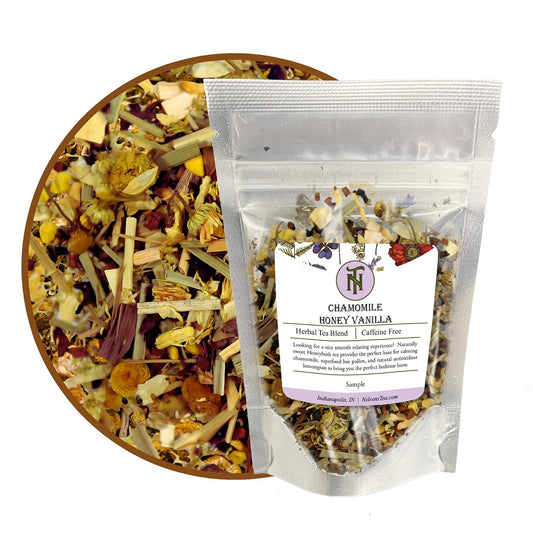 Nelson's Tea Chamomile Honey Vanilla Herbal Loose Leaf Tea, Sample 0.3 oz | Sleep • Relaxation Tea • Caffeine Free • Chamomile • Vanilla • Loose Leaf Tea • Herbal