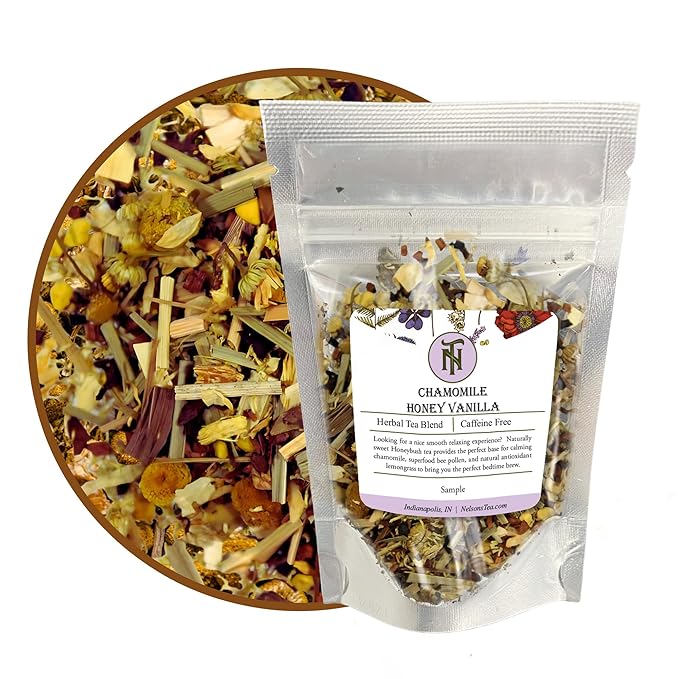 Nelson's Tea Chamomile Honey Vanilla - Caffeine-Free - Herbal Loose Leaf Tea, Curated Blend with Honeybush, Chamomile, Lemongrass, Licorice Root