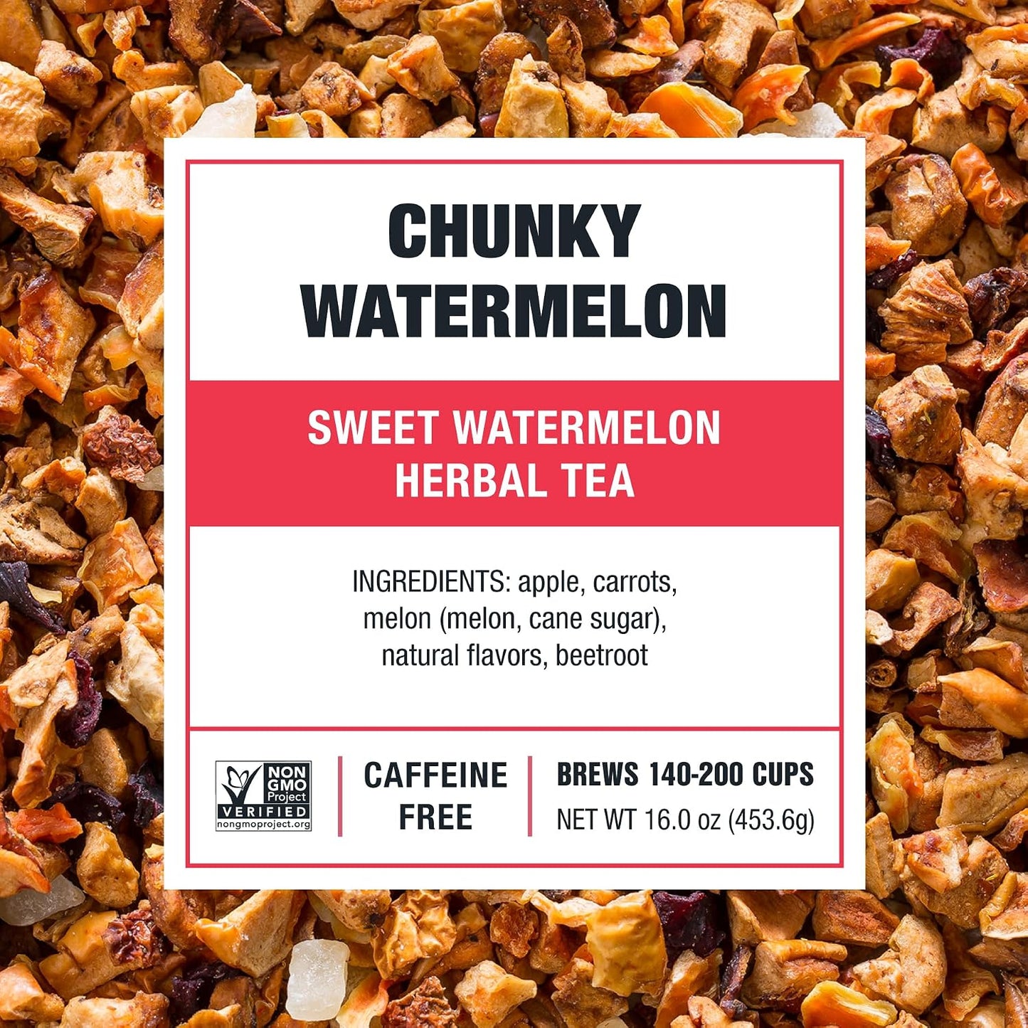 Tiesta Tea - Chunky Watermelon, Loose Leaf, Sweet Watermelon Herbal Tea | Premium Non-Caffeinated Fruit Blend, Makes Hot or Iced &amp; Brews Up to 200 Cups, 16oz Resealable Bulk Pouch
