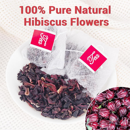 Hibiscus Tea Bags, Premium Hibiscus Filowers, Natrual Hibiscus tea - Supports Heart Health, Boosts Immune, Caffeine Free, Non-GMO, No Sugar（1 Pack/100 Bags)