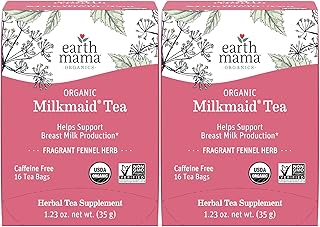 Earth Mama Organic Milkmaid Tea - 32 Teabags - Lactation Support Herbal Tea - Breastfeeding Essentials - Caffeine Free & Non-GMO Project Verified