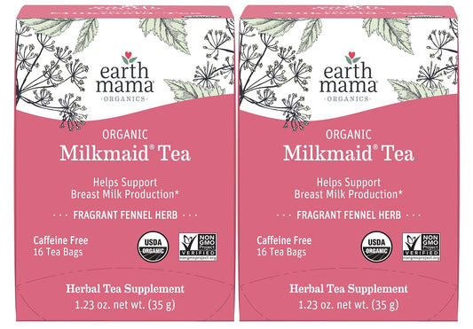 Earth Mama Organic Milkmaid Tea - 32 Teabags - Herbal Tea - Breastfeeding Essentials - Caffeine Free & Non-GMO Project Verified