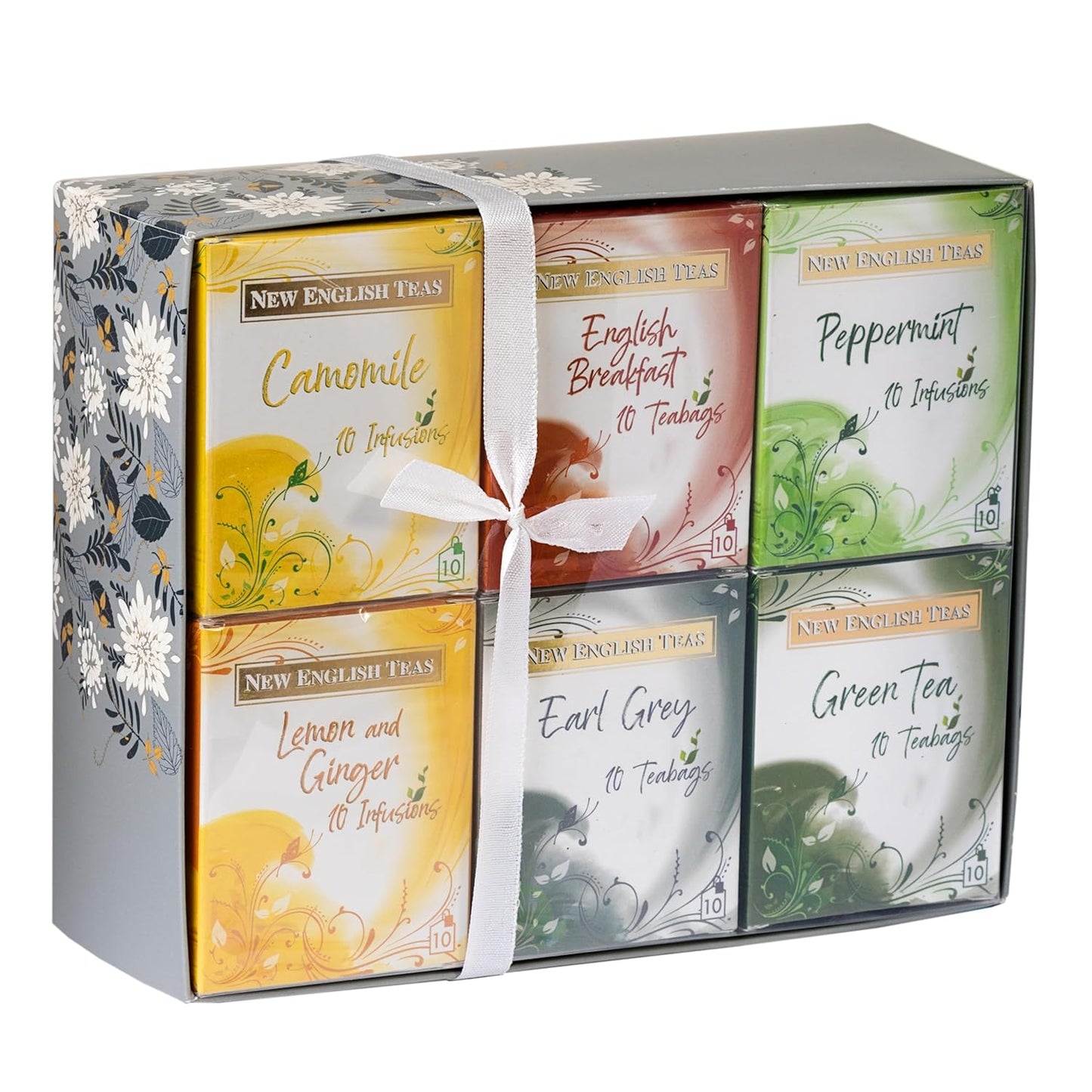 New English Teas Fruit, Herbal, Green and Black Tea Variety Gift Box - 60 Individually Wrapped Teabags - Tea Sampler Selection Box