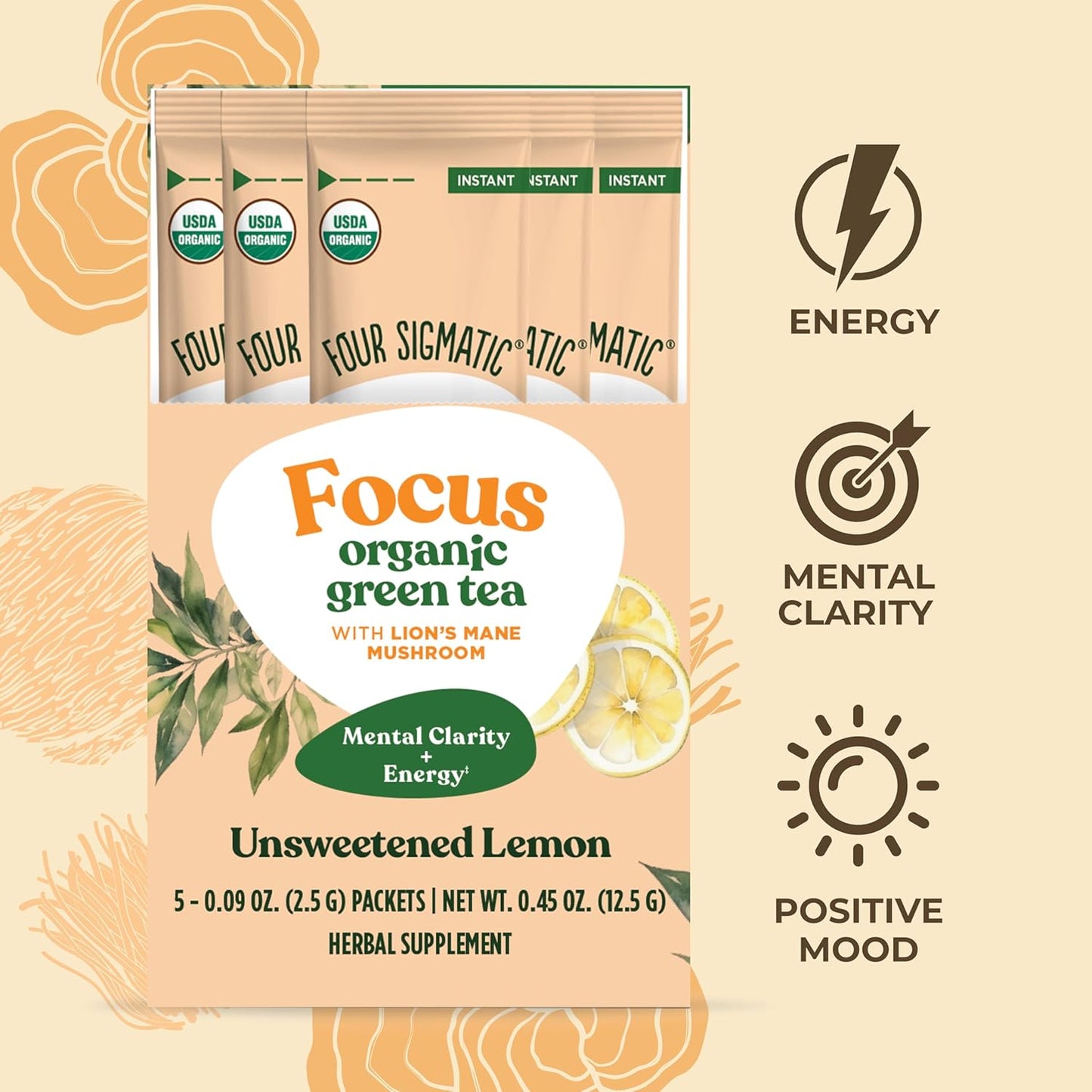 Four Sigmatic Focus Organic Green Tea Single Serve 5ct