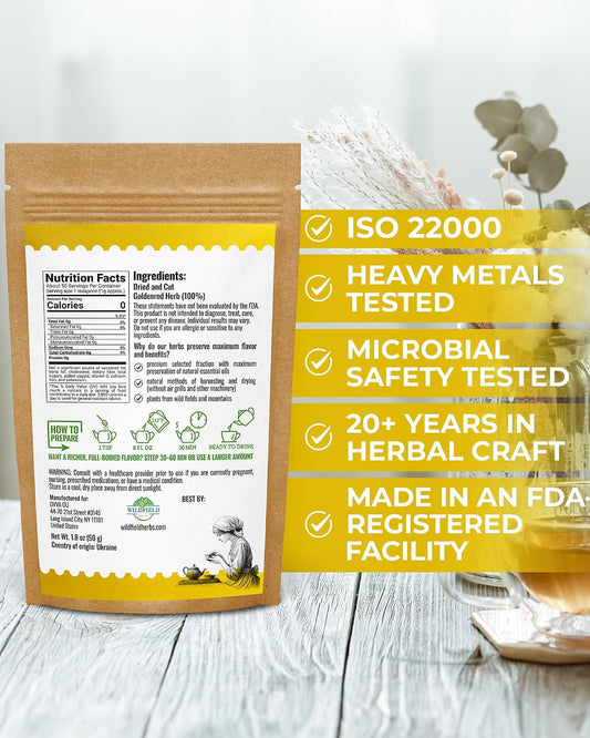 1.8 oz. Goldenrod Tea Herb Golden Root (Solidago Virgaurea L.) - 50g Dried Golden Rod Herbs Herbal Tea