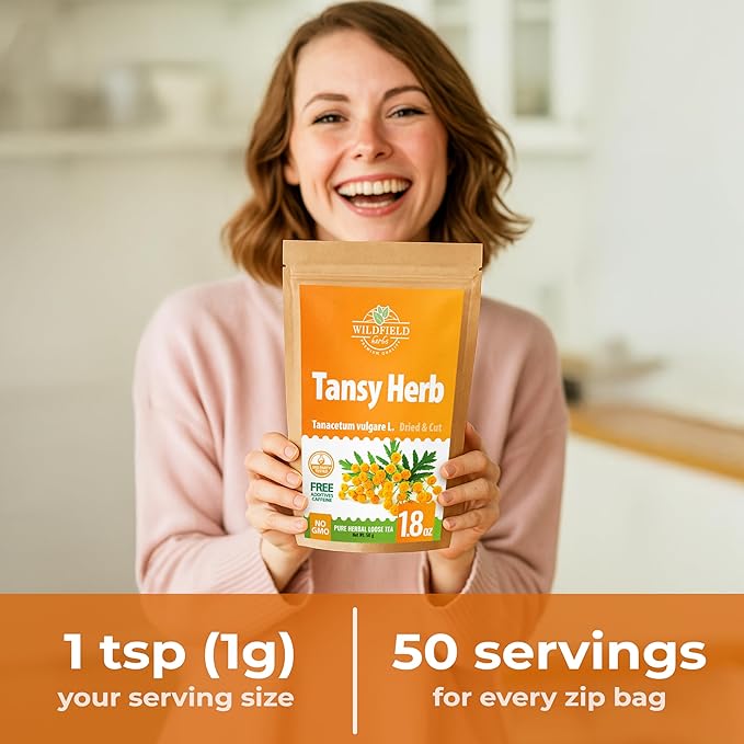 1.8 oz. Pishma Tea Tansy Flowers Herbal Tea (Tanacetum Vulgare L.) - 50g Dried Cut Tansy Flowers Herb
