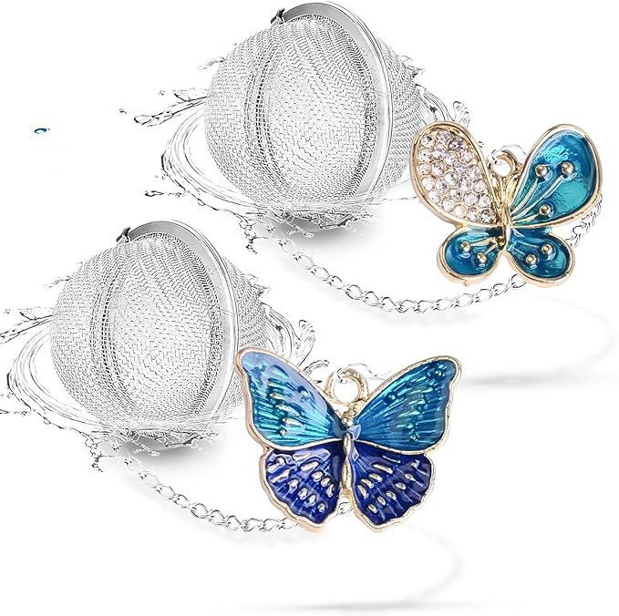 Tea Steeper for Loose Tea 2pcs NSTaygate Tea Infuser with Charm Handmade Cute Butterfly BFF Pendant