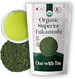 One With Tea Organic Japanese Fukamushi Sencha Green Tea Loose Leaf, Deep Steamed, Rich Umami Flavor, Premium Quality, 60g (2.1 oz)