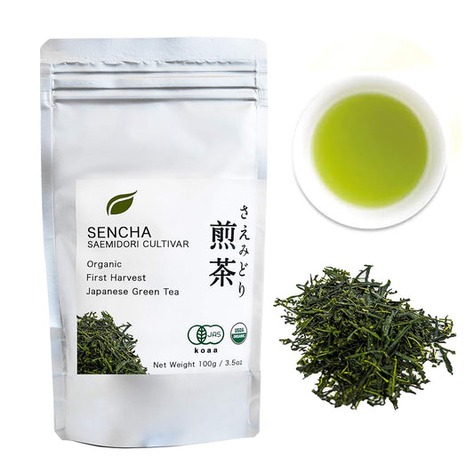 Organic Japanese Sencha - First Harvest Saemidori Cultivar 100g (3.5oz) bag - Loose Leaf Green Tea