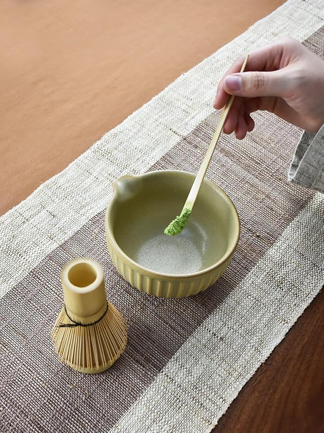 Artcome Matcha Bowl Set with Pouring Spout - Ceramic Matcha Bowl, Bamboo Whisk, Whisk Holder, Tea Scoop