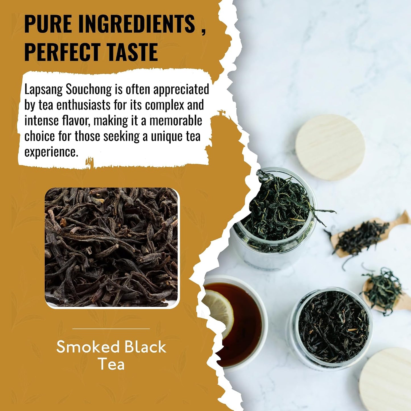 Tea Runners Lapsang Souchong Organic Whole Leaf Black Tea – Small Batch, Smoked Over Pinewood for Bold, Complex Flavor – Premium Fujian China Loose Leaf Tea, High Caffeine - 5 oz