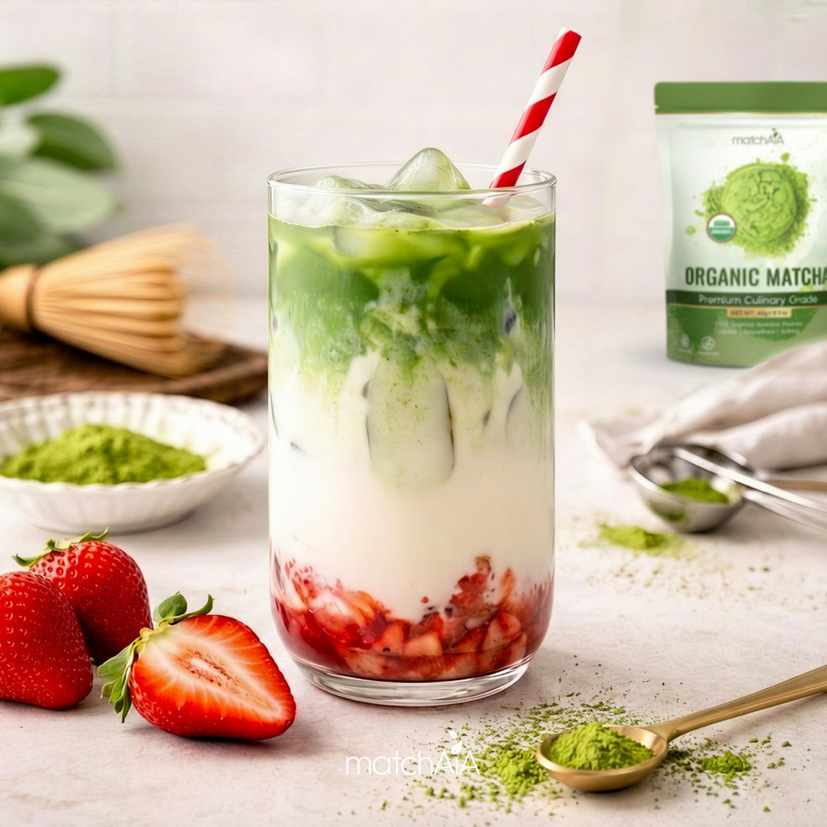MatchAiA Organic Matcha Powder, Premium Culinary Grade, 60g/2.1oz Pouch