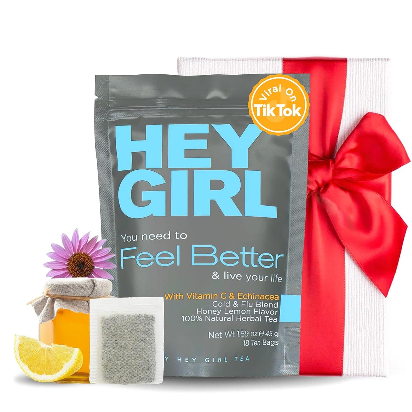 Get Well Soon Gifts For Women, Immunity Tea For Colds and Sore Throat with Elderberry, Echinacea, Care Package For Sick Friend to Feel Better