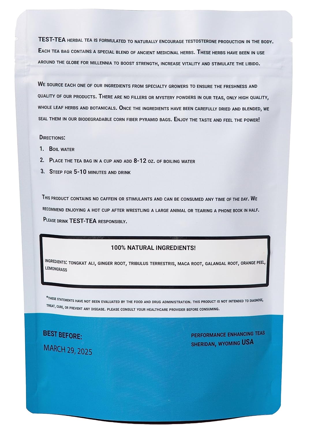 Test-Tea | Testosterone Boosting Herbal Tea for Men | Ginger and Lemongrass Flavor | 20 Pack Bag | with Tongkat Ali, Tribulus Terrestris and Maca Root by Performance Enhancing Teas