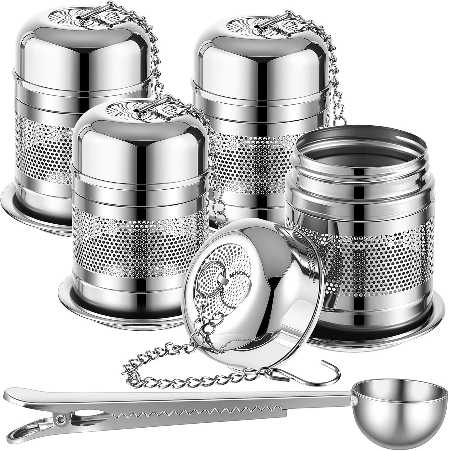 Umigy 4 Pcs Tea Infuser for Loose Tea, Stylish, 2.4 x 1.5 Inch, Silver