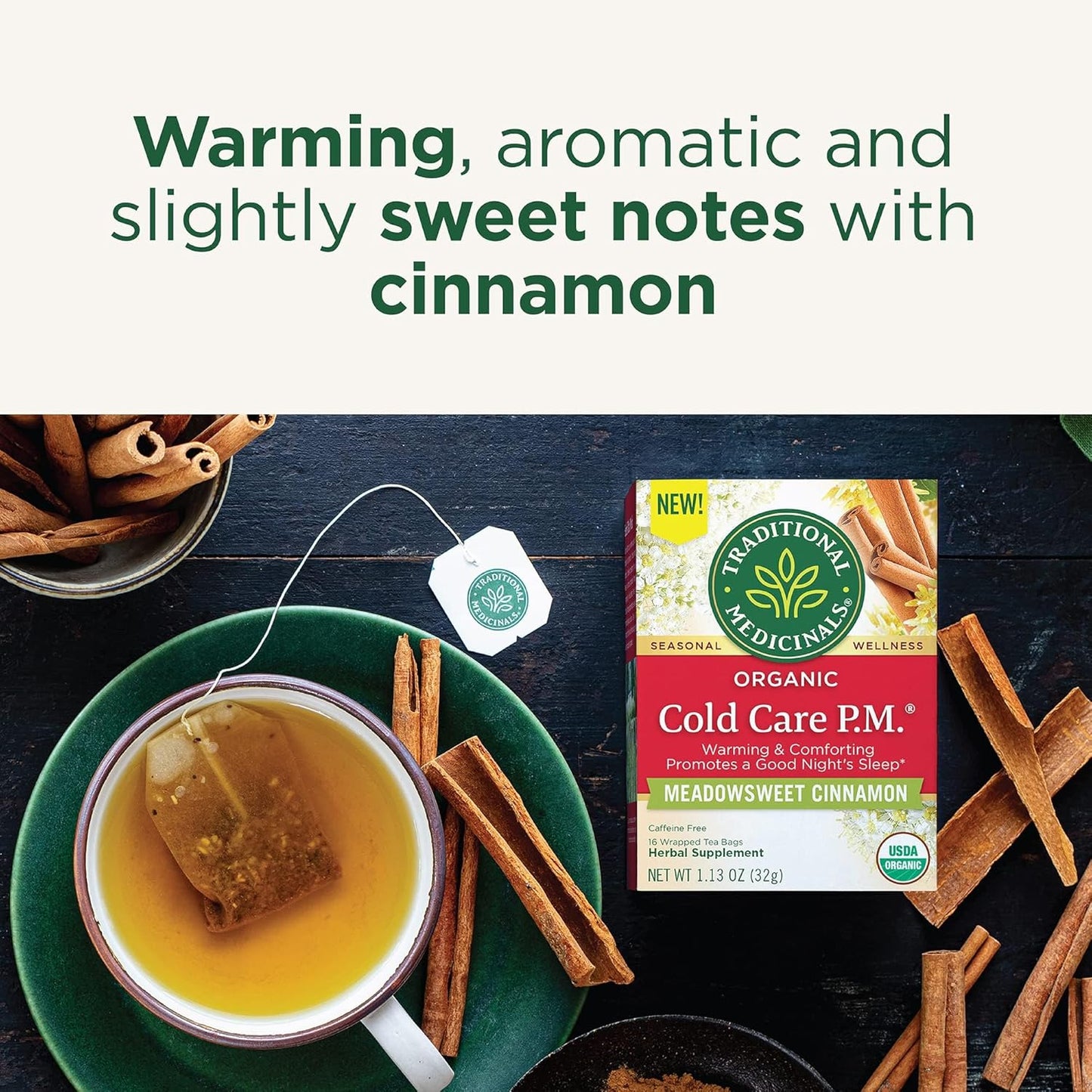 Traditional Medicinals Tea, Organic Herbal Cold Care, Providing Soothing Comfort, 16 Tea Bags