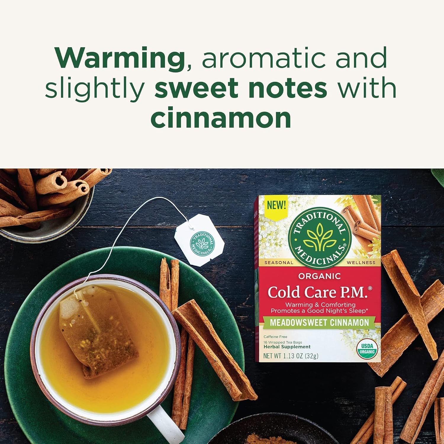 Traditional Medicinals Tea, Organic Herbal Cold Care, Providing Soothing Comfort, 16 Tea Bags