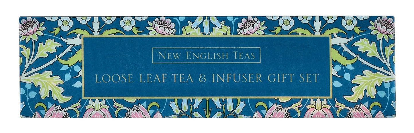 New English Teas Loose Leaf Tea & Infuser Gift Set – 3 Song Thrush Tins with Breakfast, Earl Grey & Afternoon Blends with Loose Tea Infuser