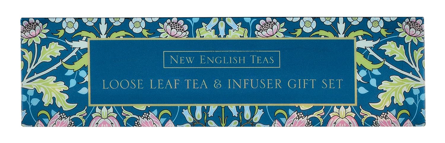 New English Teas Loose Leaf Tea & Infuser Gift Set – 3 Song Thrush Tins with Breakfast, Earl Grey & Afternoon Blends with Loose Tea Infuser