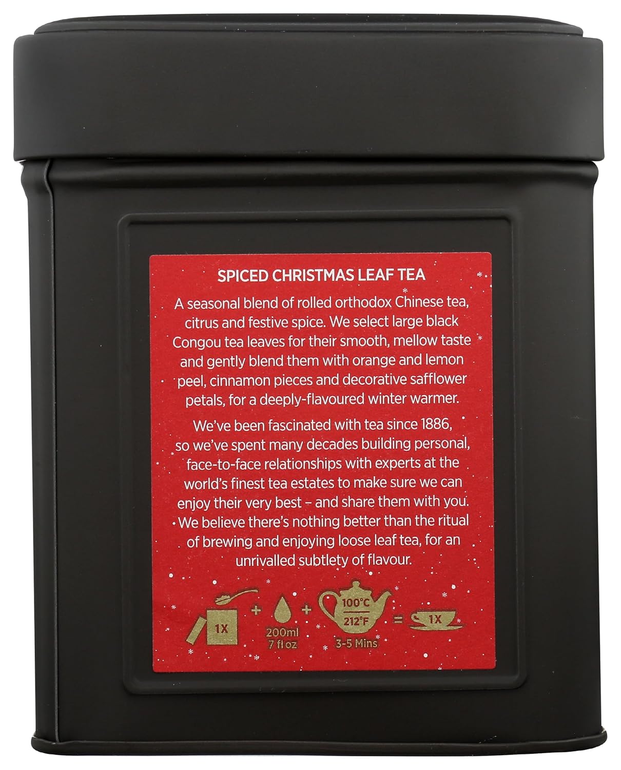 Taylors of Harrogate Spiced Christmas, Holiday Black Tea, Loose Leaf, 4.41 Ounce Tin Caddy, Deep, Festive and Spiced, Caffeinated, Premium Whole Leaf Tea