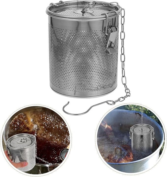 Large Tea Infuser, 5 Inch Tea Strainers for Loose Tea, 304 Stainless Steel Soup Seasoning Filter with Buckled Lid & Chain Hook, Fine Mesh Hole Cooking Filters for Tea, Spice, Soup, Seasoning
