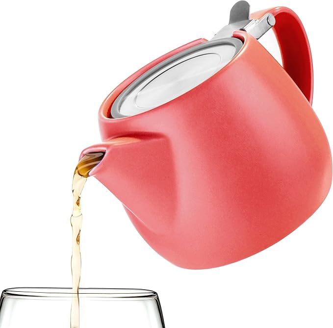 Tealyra - Pluto Porcelain Small Teapot Red - 18.2-ounce (1-2 cups) - Matte Finish