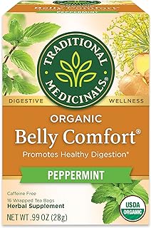 Traditional Medicinals Tea, Organic Belly Comfort Peppermint, Promotes Healthy Digestion, 16 Tea Bags
