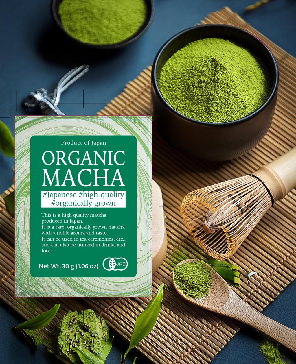Organic Japanese Matcha Green Tea Powder 1.0582oz 30g – Yamagata eLab Original – Premium Ceremonial Grade, 100% Japanese Grown, Freshly Sealed Zip Pouch