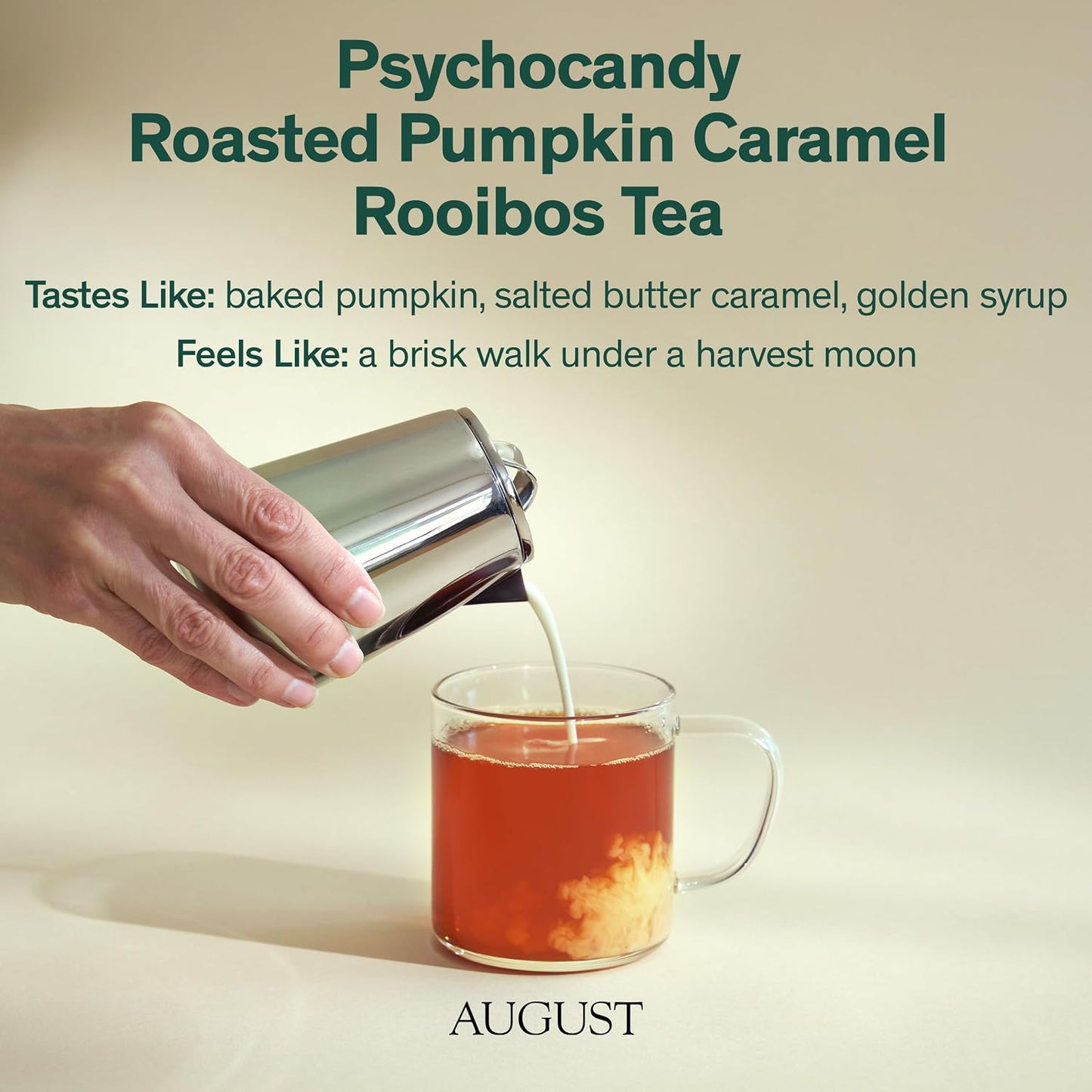 August Uncommon Psychocandy Roasted Pumpkin Caramel Rooibos Tea (1.75oz) | Vegan, Gluten-Free &amp; Non-GMO South African Rooibos Tea – Creamy Caramel Flavor for Bedtime – Resealable Pouch – 15-30 Cups