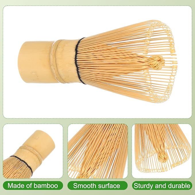 Harfington Matcha Green Tea Whisk 120 Prongs Japanese Bamboo Whisk Chasen Preparing Matcha Powder Brush Tool Tea Traditional Scoop, Yellow