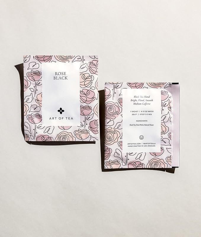 Art of Tea, Rose Black, 50 Eco Friendly Pyramid Tea Bag Sachets