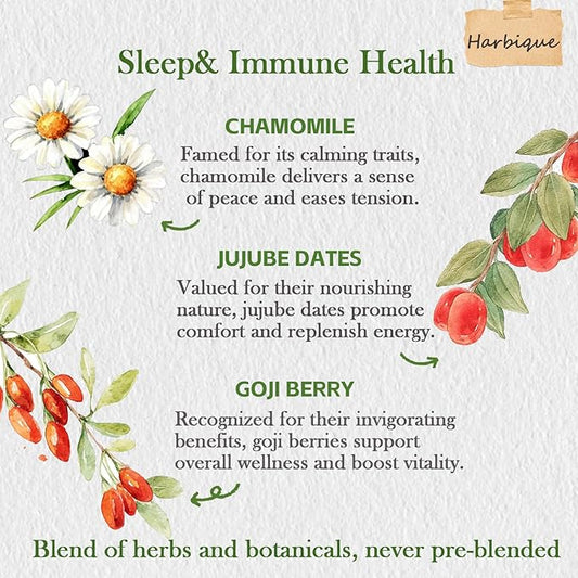Harbique Chamomile & Jujube Herbal Tea Blend Red Dates & Goji Berries, Sleepytime Tea for stress relief, Postpartum Essentials for Mothers Milks