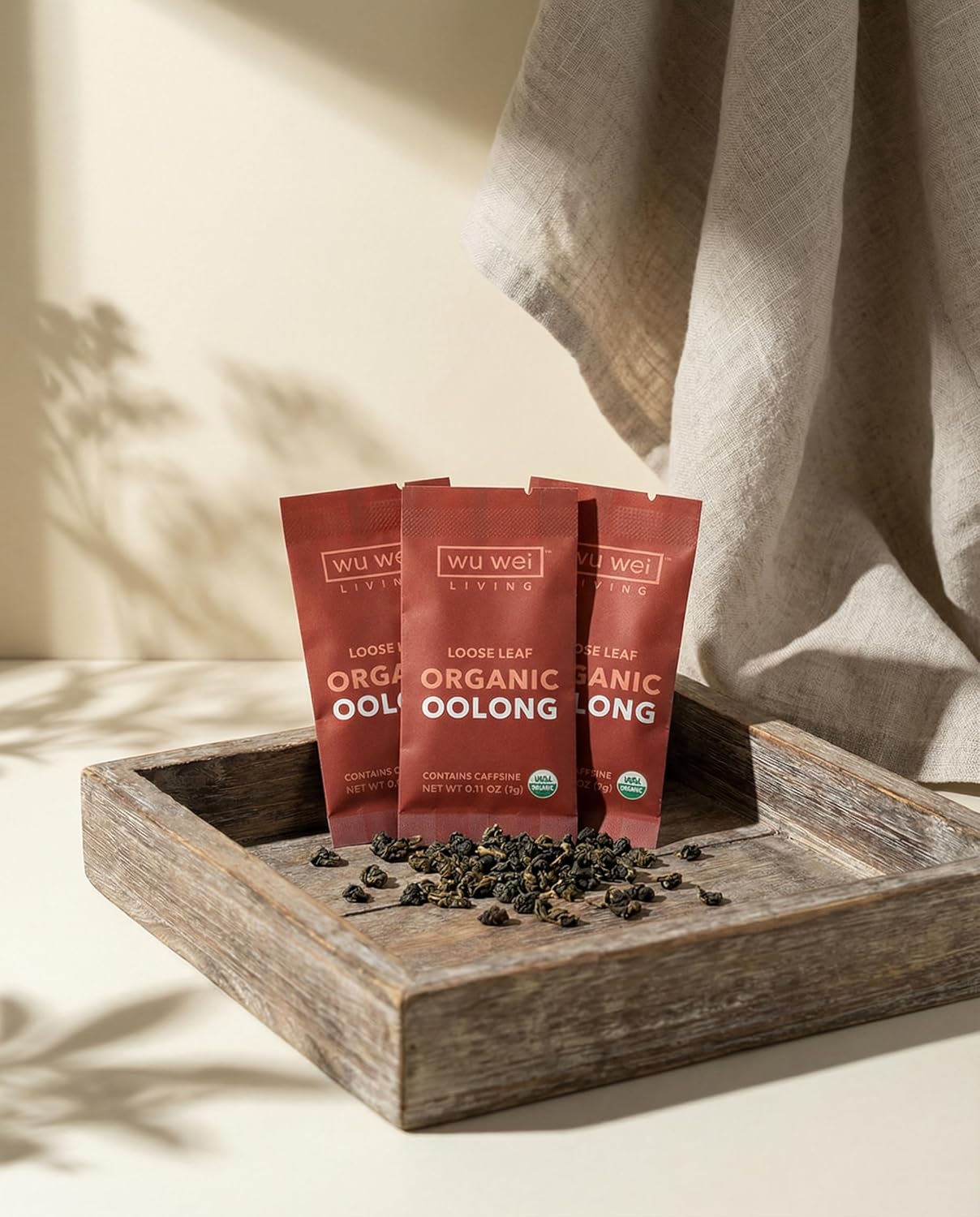 Organic Loose Leaf Oolong Tea, USDA Certified, Single Serve Biodegradable Packets, Low Caffeine, Natural Energy (16-Pack)