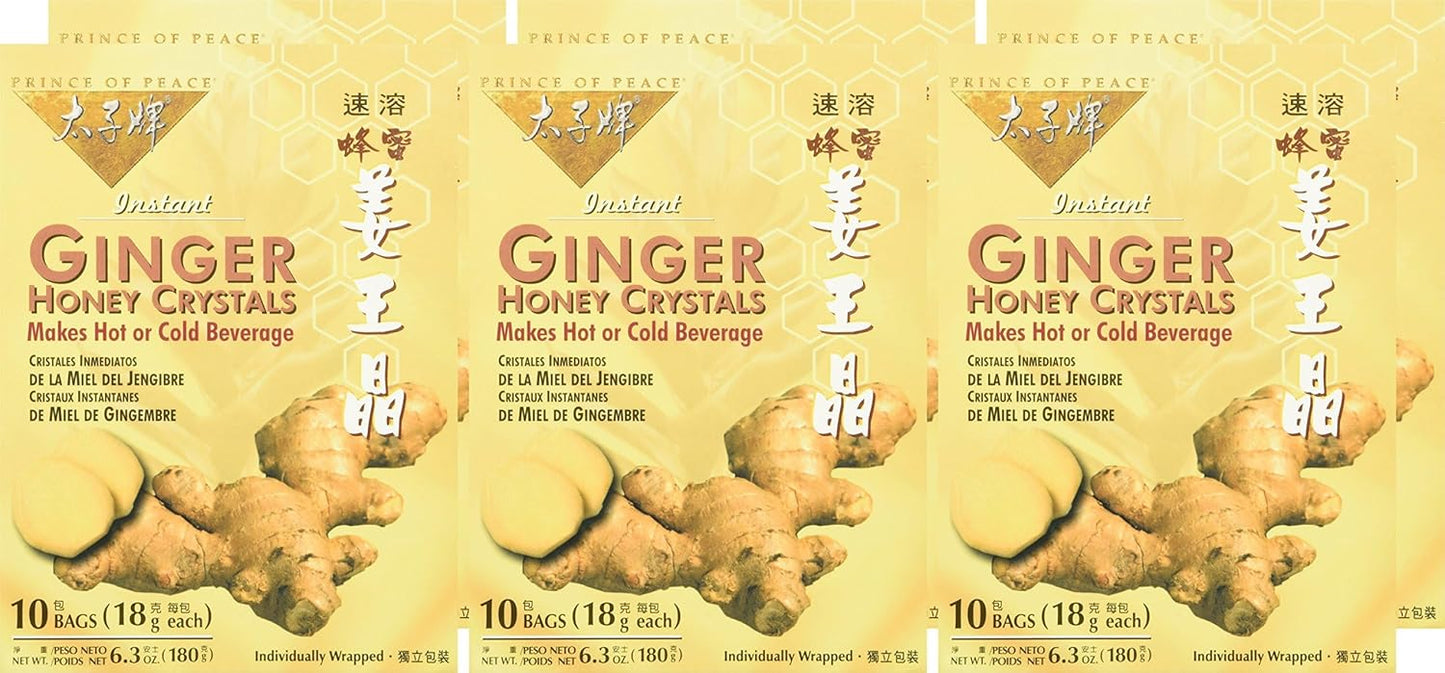 Prince Of Peace Ginger Honey Instant Crystal Tea - 10 bags per pack - 6 packs per case.