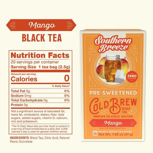 Southern Breeze Cold Brew Sweet Tea Mango Iced Tea 20 Tea Bags