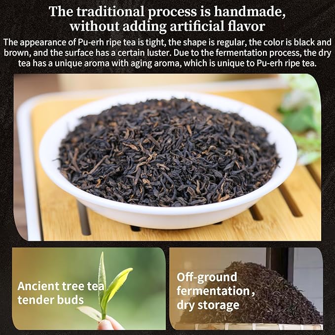 XIXICHA Pu-erh Tea Loose Leaf 250g/8.81oz Ripe Puerh Chinese Tea Yunnan Ancient Tree Puer Loose Leaf Black Tea 普洱茶 熟茶 宫廷普洱茶 云南勐海普洱茶