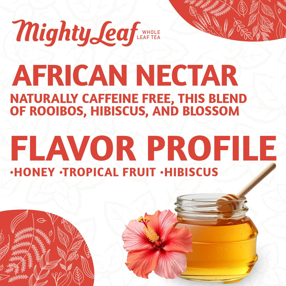 Mighty Leaf Organic African Nectar Herbal Tea – 100 Count Biodegradable Silk Tea Bags – Rooibos-Based Caffeine-Free Blend