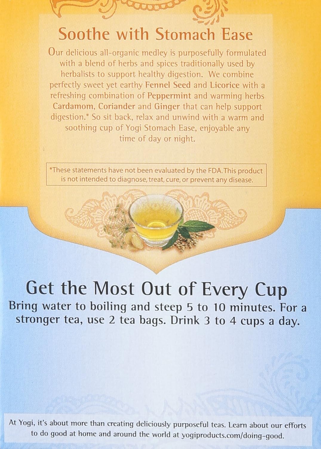 Yogi Tea Stomach Ease, Herbal Supplement, Tea Bags, 16 ct