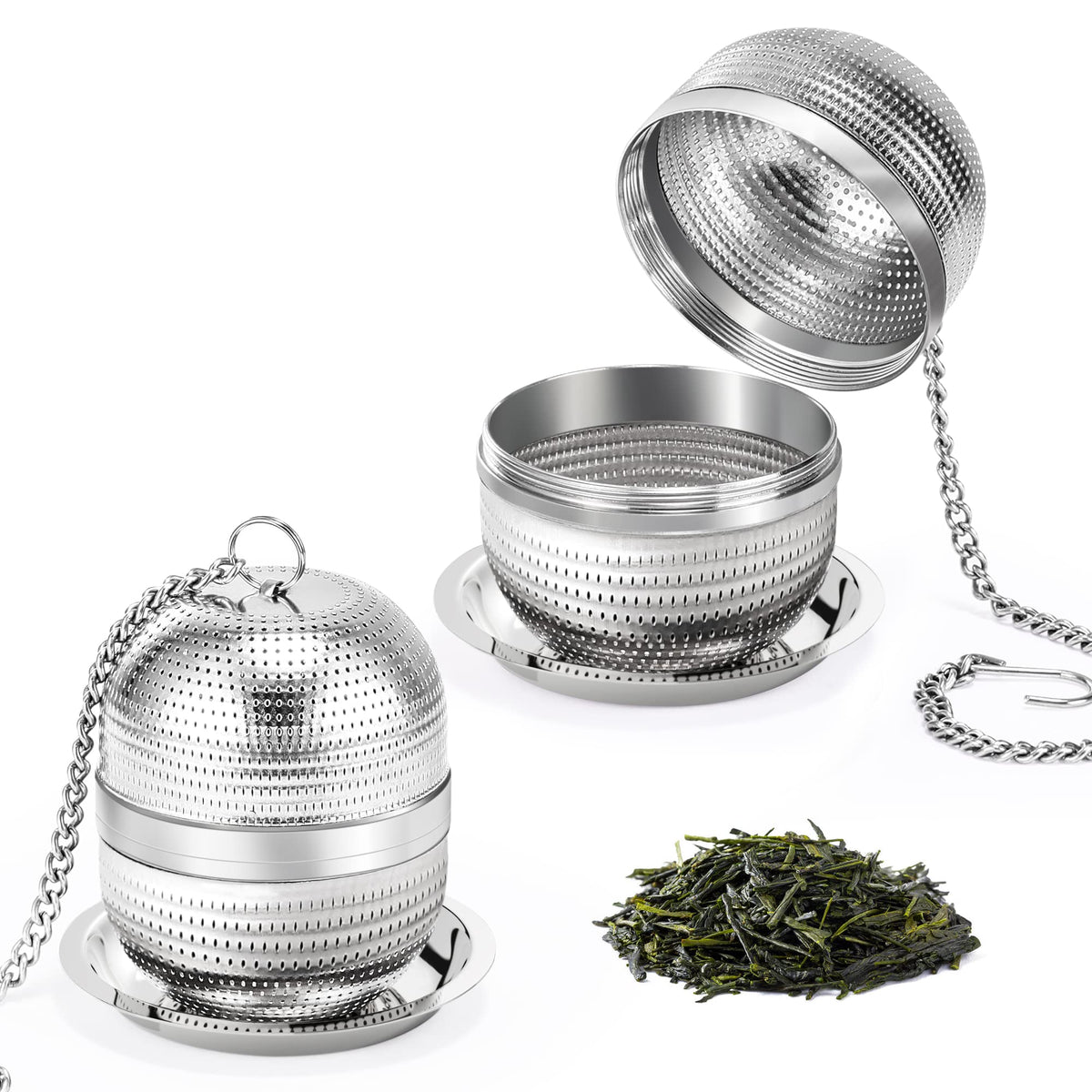 Yoassi 2 Pack Tea Infusers for Loose Tea, Extra Fine Mesh 18/8 Stainless Steel Tea Strainers, Loose Leaf Tea Steeper Tea Ball