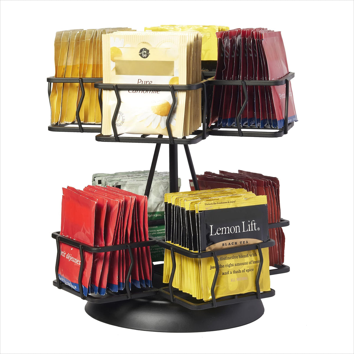 NHZ Tea Bag Storage and Organizer, Tea Bag Holder Black Powder Coated Stainless Steel for Tea and Coffee Box. Organize 100