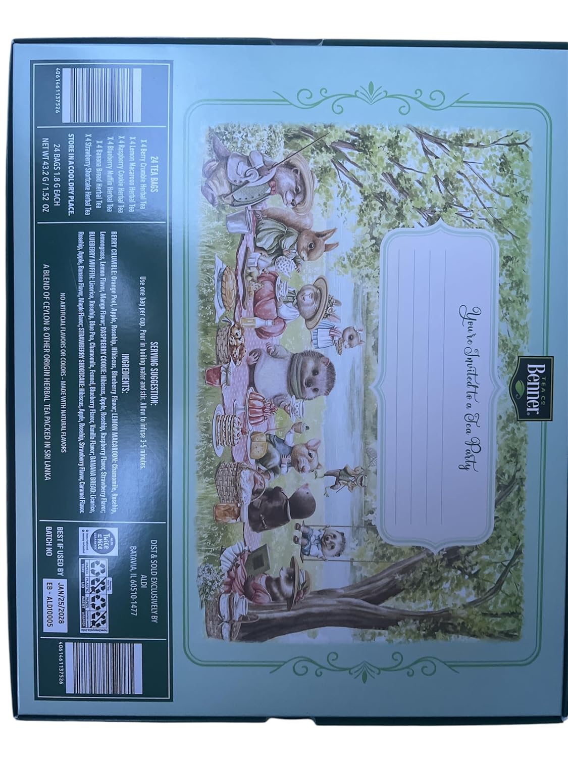 limited edition Tea Party Collection by tea co benner, 24 tea bags of caffeine free herbal tea