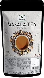 Apsara Masala Chai Tea 100g (3.5 oz), Premium Indian Spiced Tea with Natural Spices (Black Pepper, Clove, Cardamom, Cinnamon, Ginger), Strong & Aromatic Flavor for Milk Tea, Authentic Blend, Pack of 1