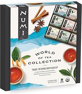 Numi Organic Tea World of Tea Gift Set, 45 Tea Bags, Fair Trade Black, Green, Maté, Rooibos & Herbal Tea Sampler