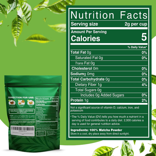 Total Tea USDA Organic Matcha Green Tea Powder 4 Oz Latte Smoothies | Unsweetened Culinary Grade for Baking Morning Energy Antioxidant Rich Non-GMO Bulk Keto Vegan Tea
