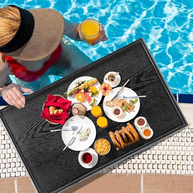 32 x 20 Inches Extra Large Solid Wood Serving Tray for Tea Coffee Table Snack Food Meals Serving Plate Kitchen Party Bar Breakfast Server with Raised