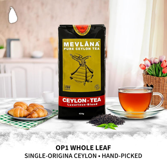 Mevlâna - Ceylon Earl Grey Black Tea | Loose Leaf | Light Bergamot | 1 lb | Earl Grey Sri Lankan Black Tea | Premium Whole Leaf Tea | Rich &amp; Smooth Flavor | Perfect for Hot or Iced Brewing | 1lb(454 g)