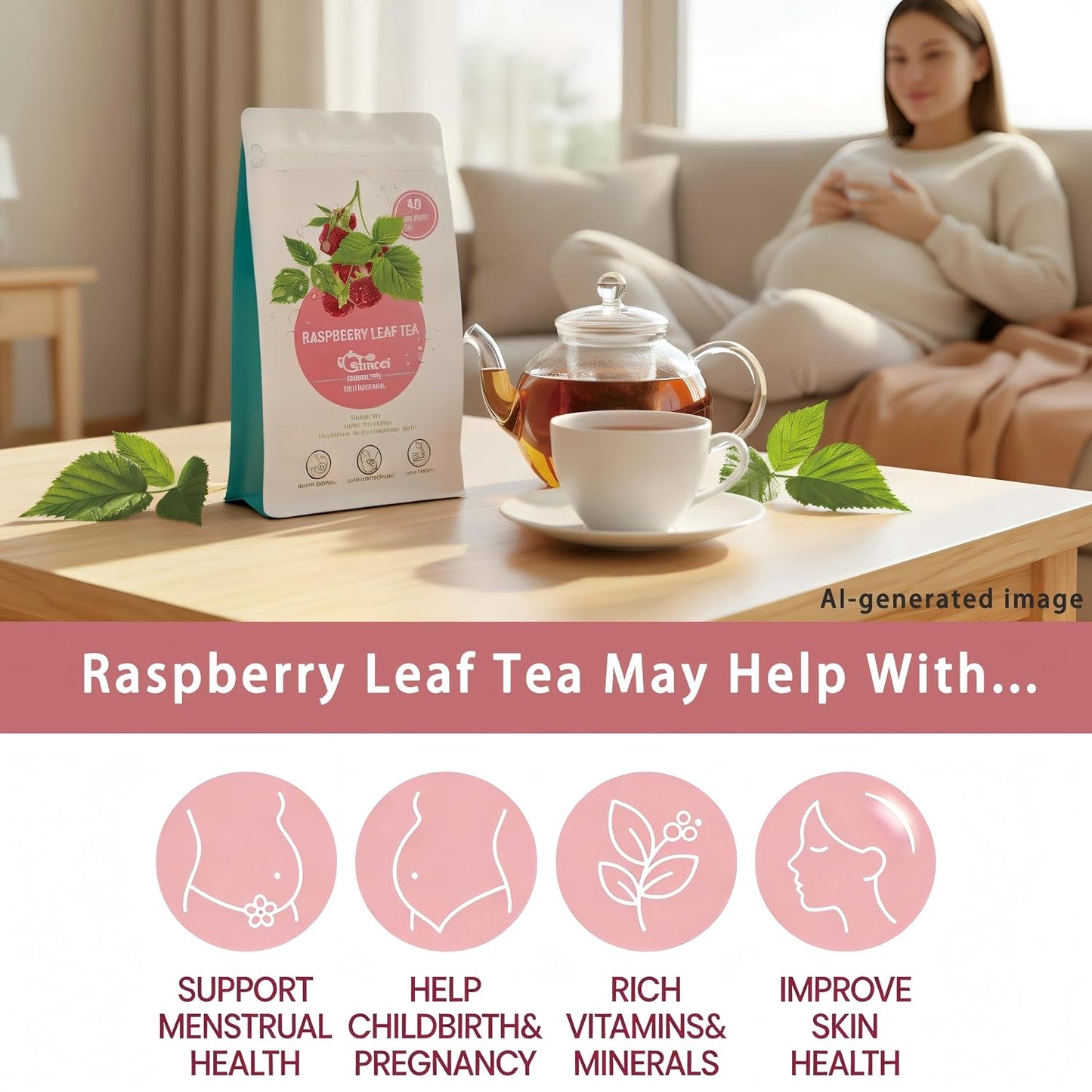 Samcci Raspberry Leaf Tea Bag, 40 Count, Natural Pregnancy Tea