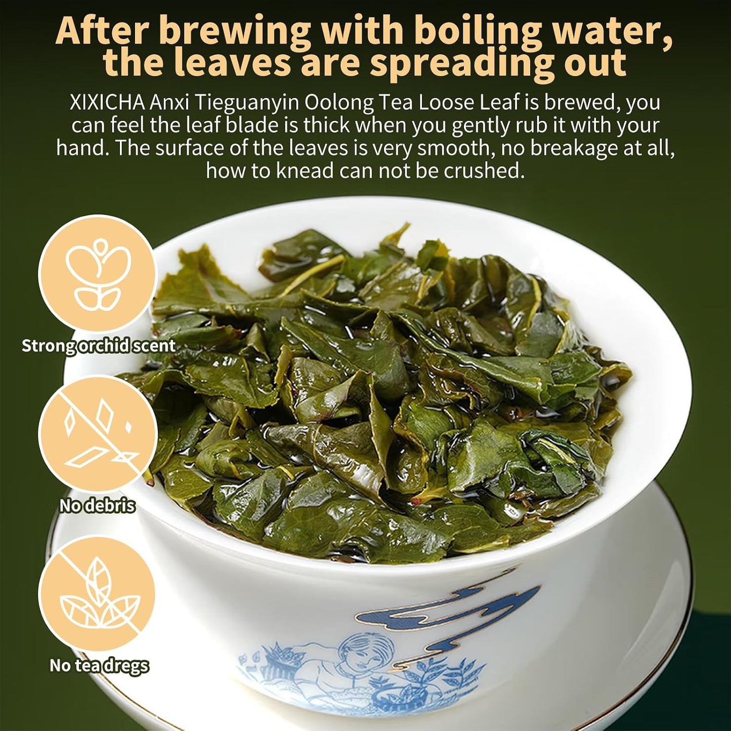 XIXICHA Anxi Tie Guan Yin Oolong Tea Tieguanyin Tea Iron Goddess Oolong Tea Long Lasting Orchid Fragrance Premium Chinese tea High Mountain oolong Tea Grade AAA （100 cups）安溪铁观音 浓香型 5.29oz/150g